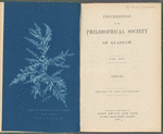 Cyanotype reproduction of seaweed (Ptilota Plumosa) ; Proceedings of the Royal Philosophical Society of Glasgow, Vol. XXI, 1889-90 [Title page]