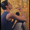 Hugh Laing with Mexican linoleum