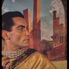 Hugh Laing in improvised costume with Italian poster