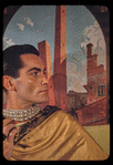 Hugh Laing in improvised costume with Italian poster