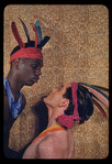 Hugh Laing and Alan Meadows in improvised fantastic Indian costumes