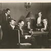 Unidentified actors at table in the stage production Grand Hotel