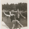 Jerome Robbins and sister Sonia dancing on Lake pier in swimsuits