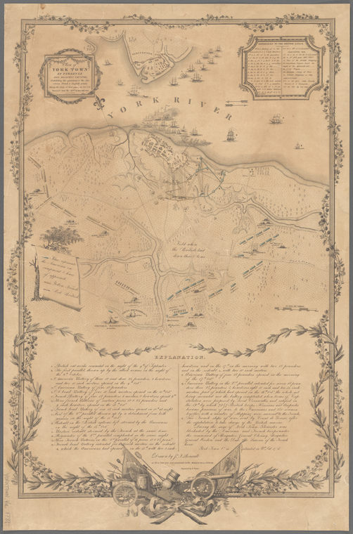 Plan of York Town in Virginia and adjacent country : ...during the siege of that place in Oct. 1781