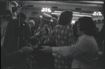 Camera and lights with costumed people