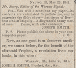 Letter to Mr. Sharp, Editor of the Warsaw Signal, from Joseph Smith