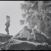 Children playing on rocks