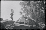 Children playing on rocks