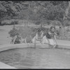 Children at reflecting pool