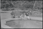 Children at reflecting pool