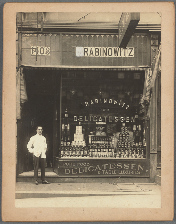 Jerome Robbins's father, Harry Rabinowitz, in front of his delicatessen ...