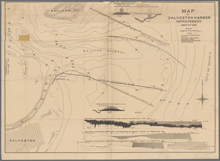 Map of Galveston Harbor improvement, May 6th 1885 - NYPL Digital ...