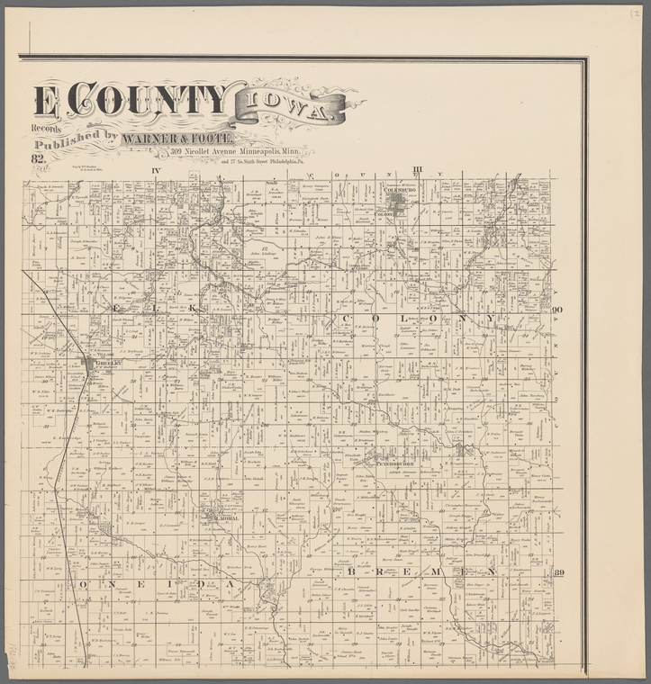 Map of Delaware County, Iowa NYPL Digital Collections