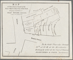 Map of three lots of land in the first ward of the city of New York belonging to the estate of Isaac Minard, deceased. To be sold Thursday, January 16th, at 12 m. at the Merchants'-Exchange by order of the Court of Chancery, Bleecker & Sons, auctioneers