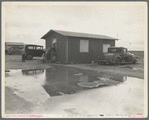 Shack in "Little Oklahoma." Lots 50 x 150, cost one hundred and twenty to two hundred dollars. Bought on hope and sold on promises. No work since last fall. A few get relief and "welfare," but they say they are not eligible in California