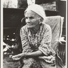Mother of family camped near a creek bed, panning for gold. "Slept in a bed all my life long till now--sleeping on the ground." Near Redding, California