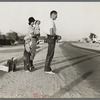 Example of self-resettlement in California. Oklahoma farm family on highway between Blythe and Indio. Forced by the drought of 1936 to abandon their farm, they set out with their children to drive to California ...