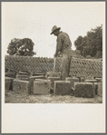 Bosque Farms project. Making adobe brick for school and permanent houses. New Mexico