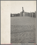 A corral practically buried by drifted dust. Mills, New Mexico. Therefore, the fertile top soil of a grazing area cannot be utilized