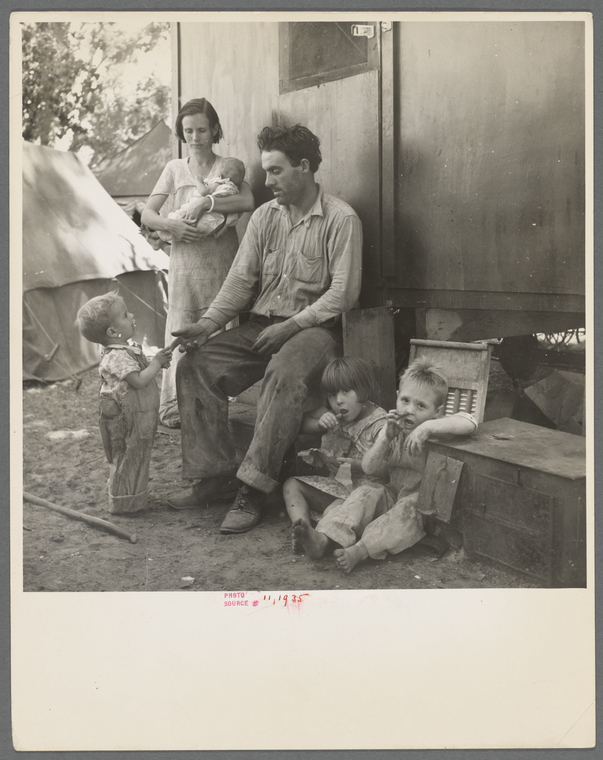 Texas tenant farmer in Marysville, California, migrant camp during the