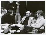 Stephen Sondheim, Harold Prince and unidentified man during rehearsals for the stage production A Little Night Music