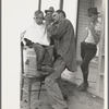 Community barber shop in Kern County migrant camp, California