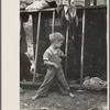 Son of destitute migrant, American River camp, near Sacremento [sic], California. The boy has dysentery