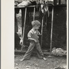 Son of destitute migrant, American River camp, near Sacremento [sic], California. The boy has dysentery