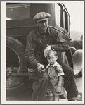 1936 drought refugee from Polk, Missouri. Awaiting the opening of orange picking season at Porterville, California