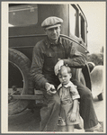 1936 drought refugee from Polk, Missouri. Awaiting the opening of orange picking season at Porterville, California