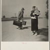 Young family, penniless, hitchhiking on U.S. Highway 99 in California. The father, twenty-four, and the mother, seventeen, came from Winston-Salem, North Carolina. Early in 1935, their baby was born in the Imperial Valley, California, where they were working as field laborers