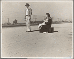 Young family, penniless, hitchhiking on U.S. Highway 99, California. The father, twenty-four, and the mother, seventeen, came from Winston-Salem, North Carolina, early in 1935