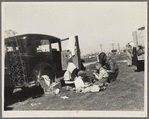 Oklahomans bound for Oregon along a highway in California