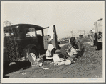 Oklahomans bound for Oregon along a highway in California