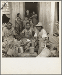 Migrant cotton pickers at lunchtime. Near Radstown, Texas