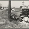 Mexicans bound for the Imperial Valley to harvest peas. Near Bakersfield, California