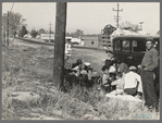 Mexicans bound for the Imperial Valley to harvest peas. Near Bakersfield, California