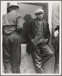 Waiting for the semimonthly relief checks at Calipatria, Imperial Valley, California. Typical story: fifteen years ago they owned farms in Oklahoma. Lost them through foreclosure when cotton prices fell after the war. Became tenants and sharecroppers