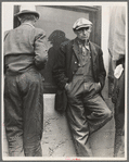 Waiting for the semimonthly relief checks at Calipatria, Imperial Valley, California. Typical story: fifteen years ago they owned farms in Oklahoma. Lost them through foreclosure when cotton prices fell after the war. Became tenants and sharecroppers
