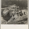 Drought refugees from Chickasaw, Oklahoma. Three families traveling together. They can't travel because of lack of money for trailer license. Near Santa Maria, California