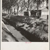 Ditch bank housing for Mexican field workers. Imperial Valley, California