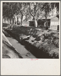 Ditch bank housing for Mexican field workers. Imperial Valley, California