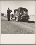 Southern California desert. Migrant from Chickasaw, Oklahoma, stalled on the desert in southern California with no money. He and his ten children are facing future in California