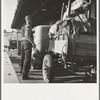 Migrant family stopped at the California-Arizona state line to have their baggage inspected for plant pests. Yuma, Arizona