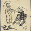 Pen and ink caricature by W. W. Denslow of himself with The Scarecrow