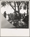 Sunday school for migrant children in a potato pickers' camp. Kern County, California