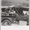 Family of drought refugees on U.S. 99 near Bakersfield, California
