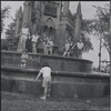 Children playing in fountain