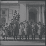 Crowd outside the New York Public Library. New York, NY