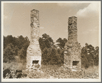 Standing chimneys of an old plantation house. Georgia